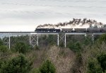 RBMN 2102 rolling eastbound / slight down grade on the Hometown High Trestle